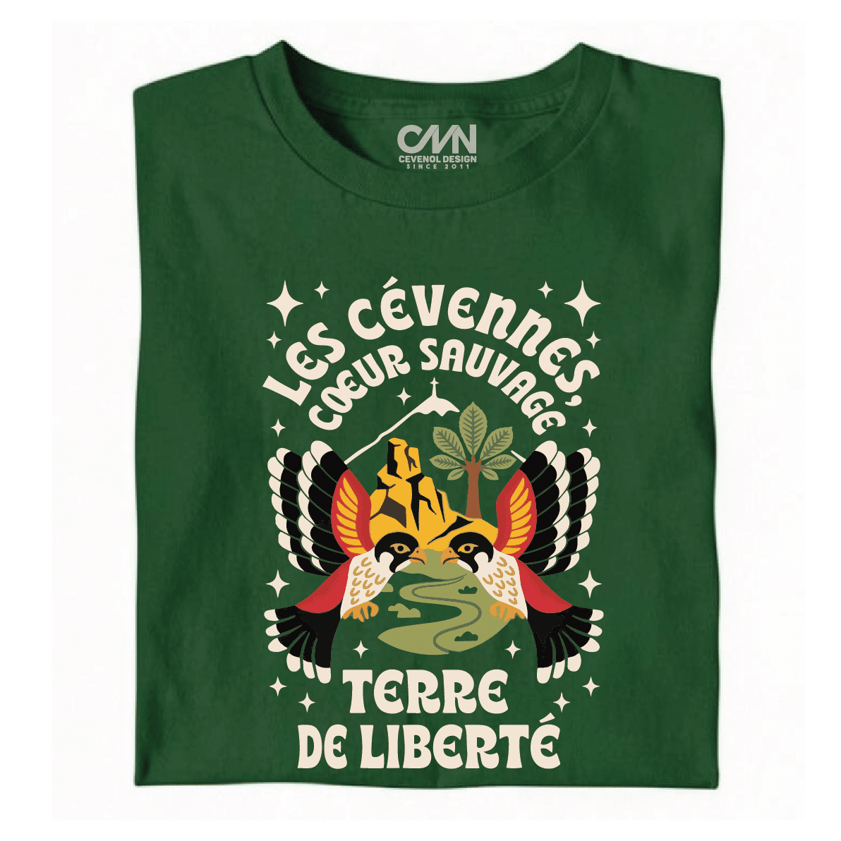 Cœur Sauvage - le t-shirt vert foncé