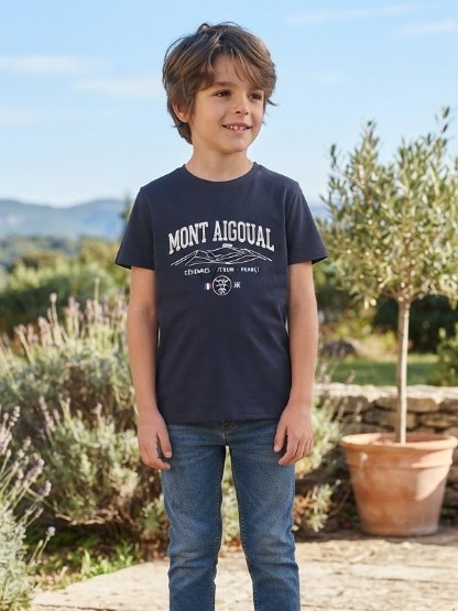 T-shirt enfant Mont Aigoual bleu marine, vue de dos – CVN Store
