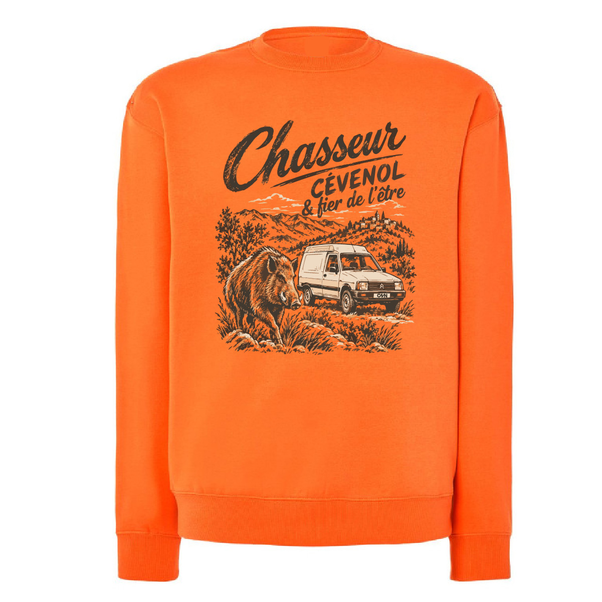Chasseur et fier de l'être - le sweat orange