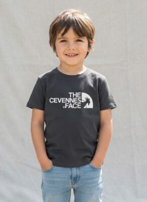 T-shirt enfant The Cévennes Face noir, vue de dos – CVN Store